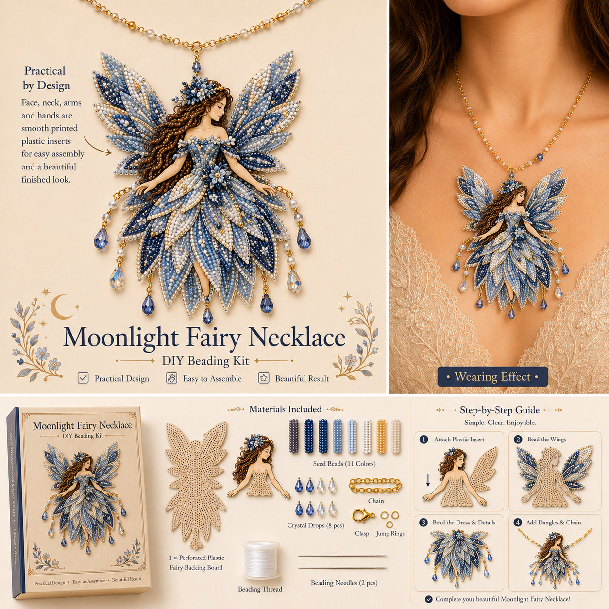 DIY Fairy Necklace Beading Kit, Seed Bead Jewelry Making Craft