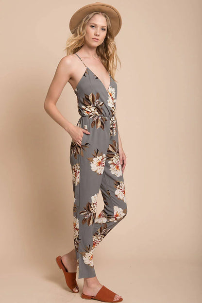 Izabella Grey Floral Jumpsuit