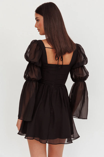 Miya Long Sleeve Mini Dress Black