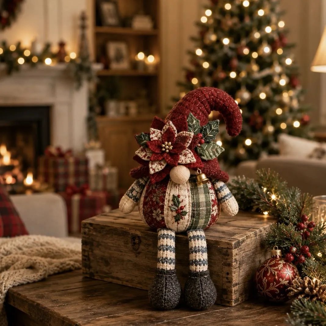 🎄Beginner-Friendly DIY Quilted Christmas Gnome Shelf Sitter Kit | Complete Kit with Coordinated Fabrics, Filling & Step-by-Step Guide Included 💕