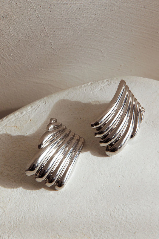 Wisdom Grooved Rectangle Earrings Silver