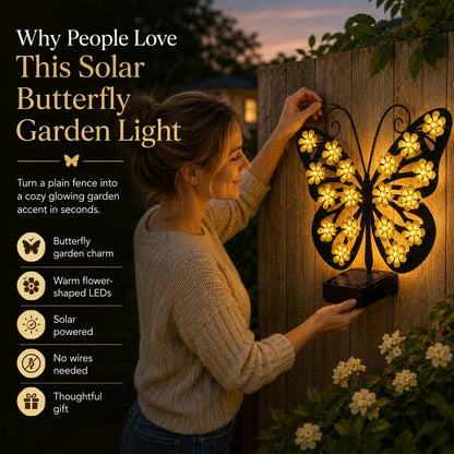 Solar Metal Butterfly Wall Lights Outdoor Decor🦋