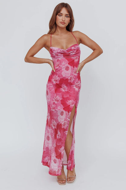 Osaka Sun Lace-Up Back Mesh Dress Pink
