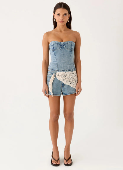 Vianna Denim Bustier Top - True Denim
