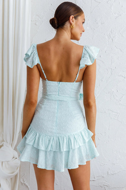Theodore Ruffle Trimmed Mini Dress Sage