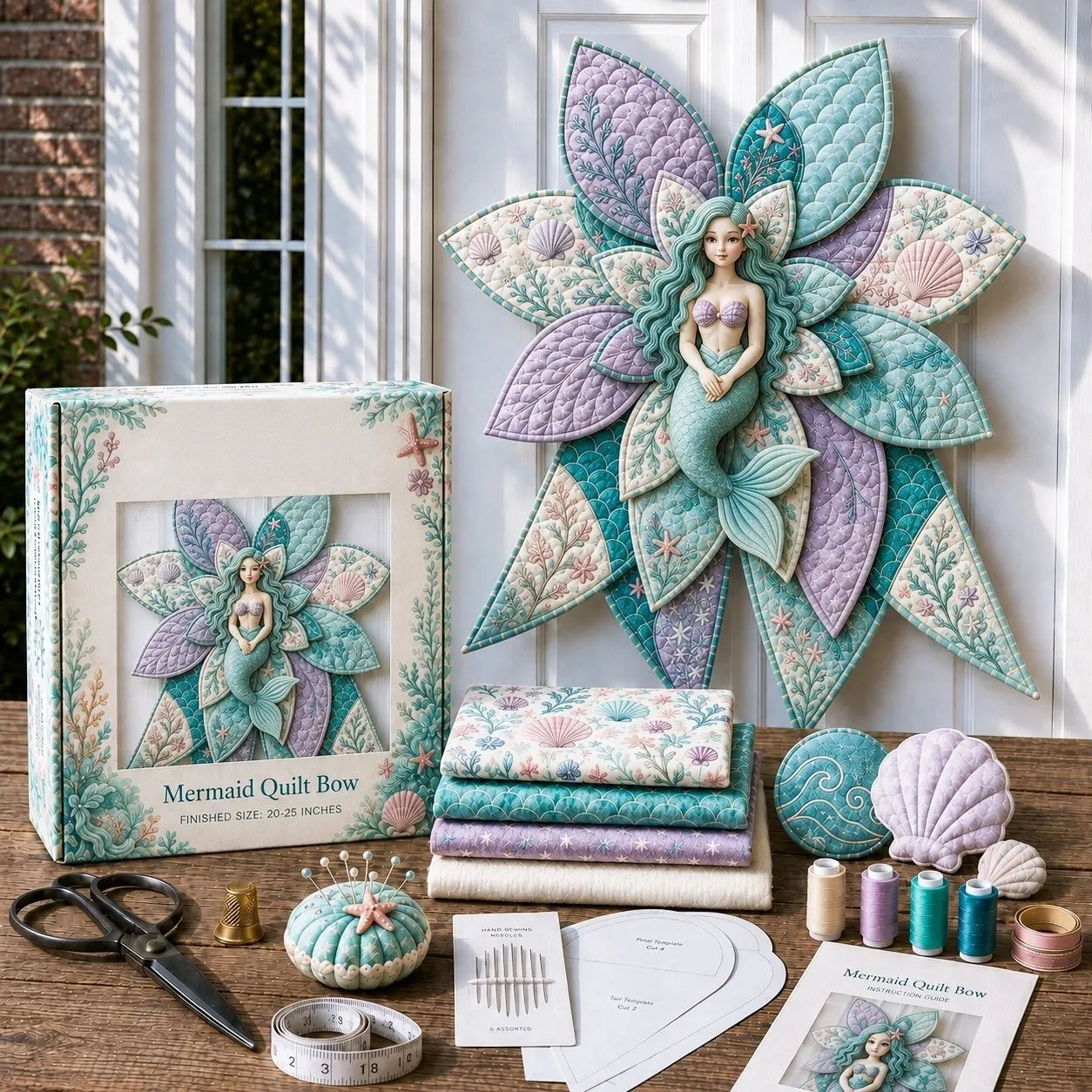 🎀 Beginner-Friendly Oversized Quilted Bow Sewing Kit | Coordinated Printed Fabrics, Batting, Pre-Designed Templates & Complete Supplies for a Full 23–25 in 3D Statement Bow ✨