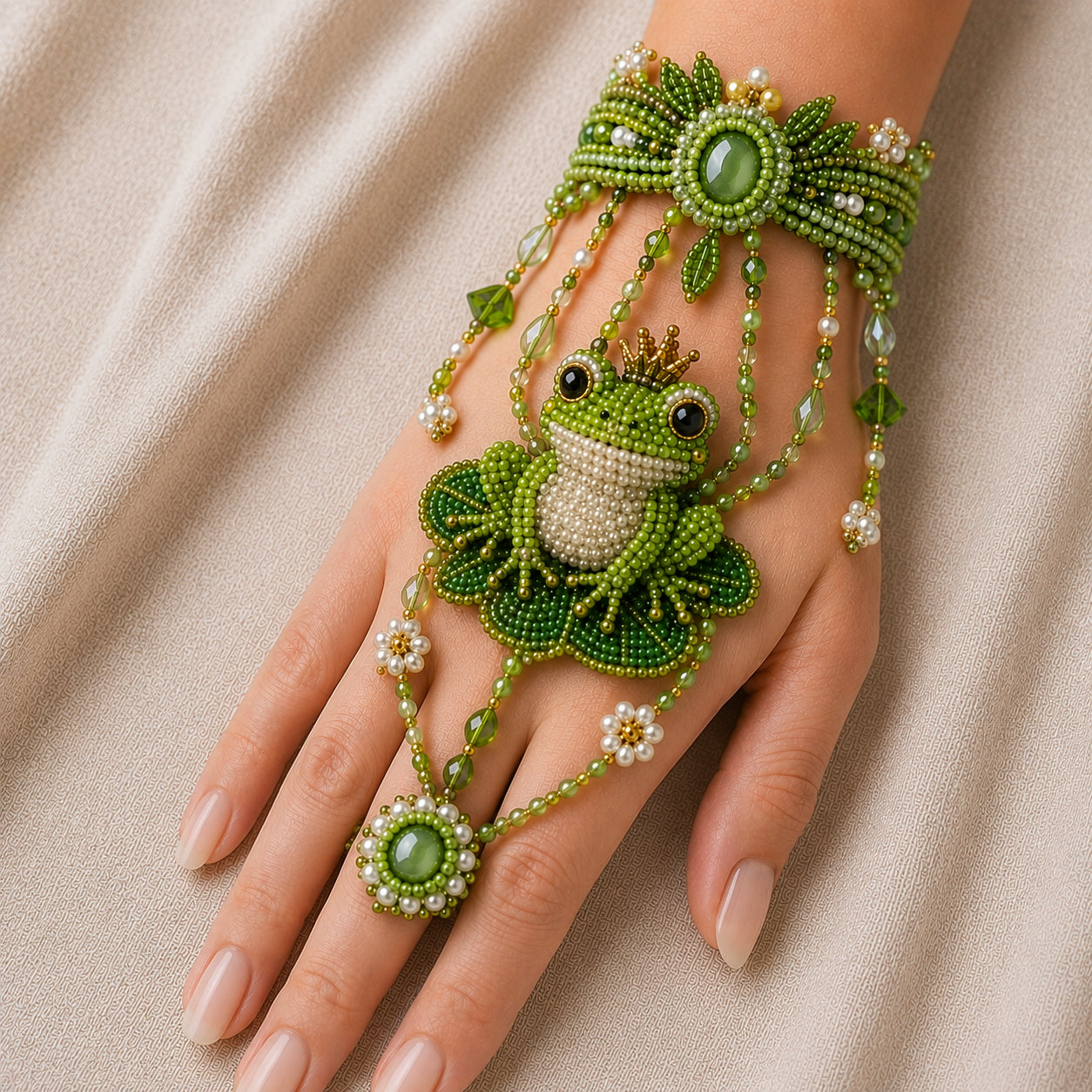 Enchanted Forest: Guardians & Shadows – DIY Beaded Hand Bracelet