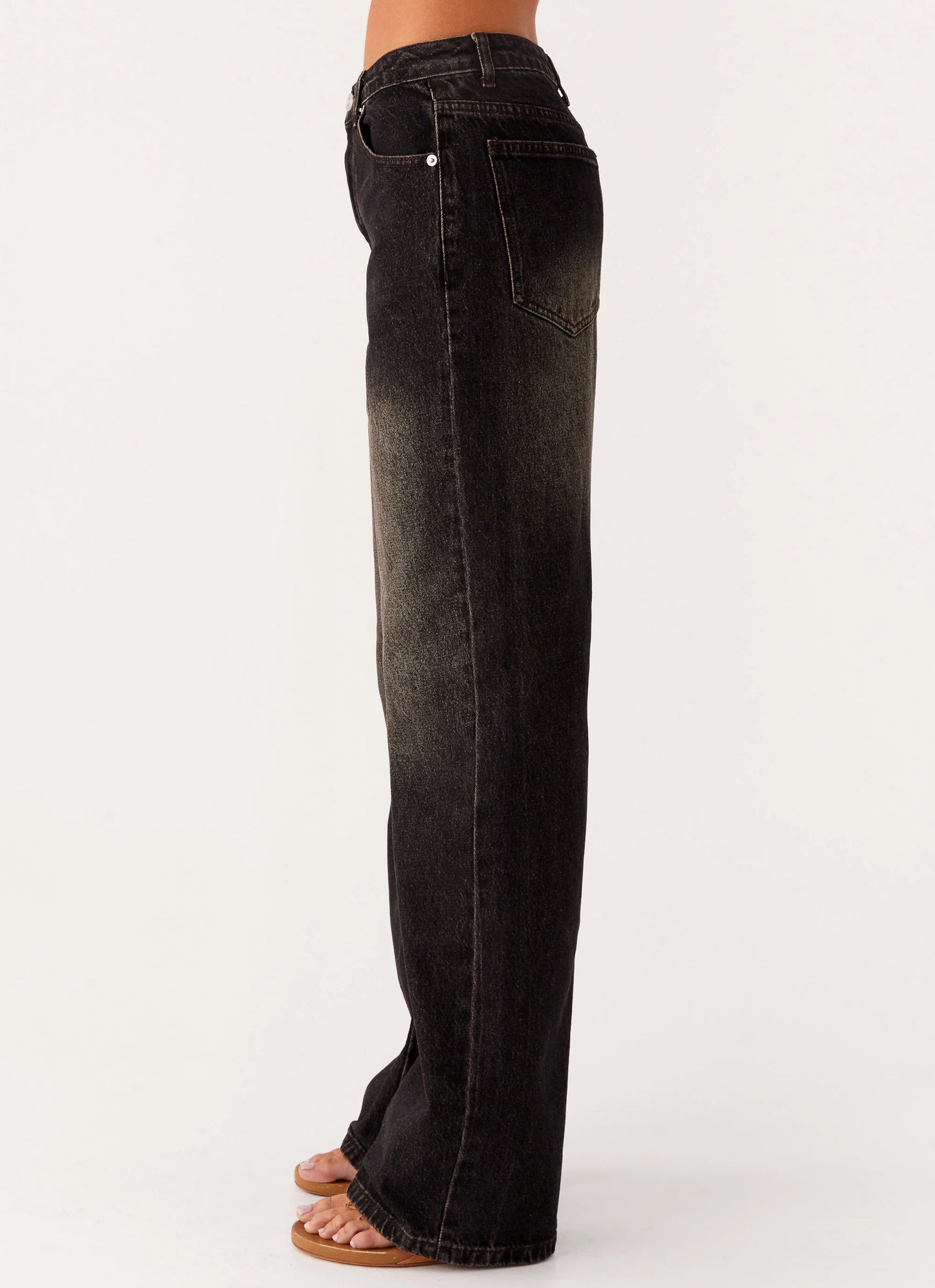 Back Again Straight Leg Denim Jeans - Acid Charcoal