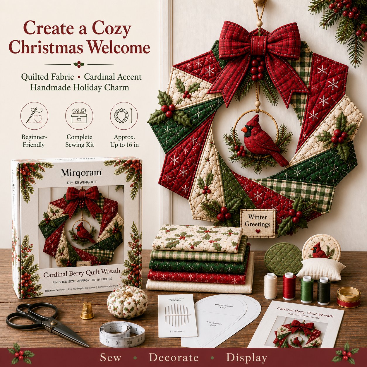 🎄Christmas Fabric Wreath DIY Kit – A Keepsake You’ll Hang with Pride Year After Year💫