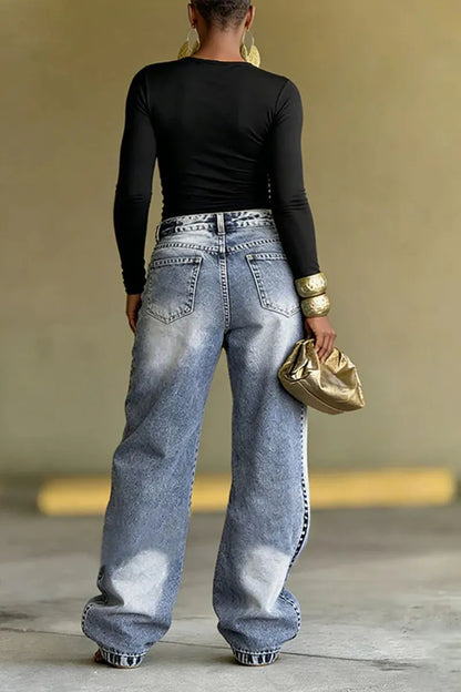 Women's Two-Piece Street Style Fashion Jeans&Diamond Jeans