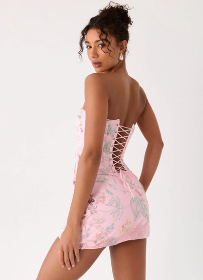 Solaire Strapless Corset Top - Pink