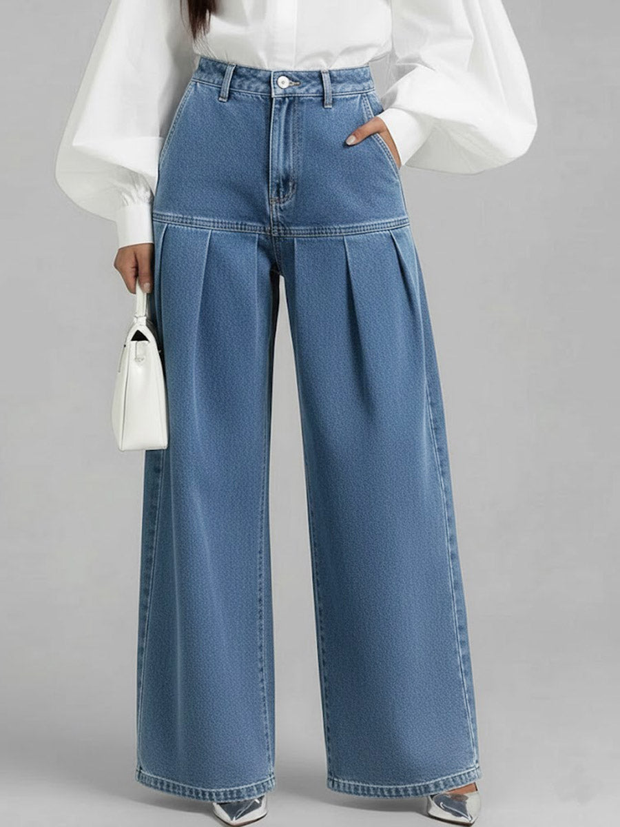Women's High-waisted Casual Loose-fitting Wide-leg Jeans