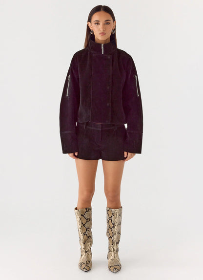 Jeremy Faux Suede Shorts - Black