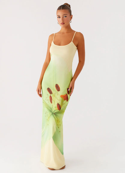 Bad News Mesh Maxi Dress - Yellow Lily