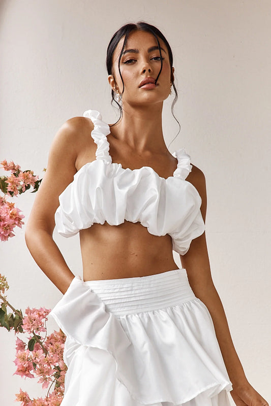 Sozo Bubble Crop Top Ivory