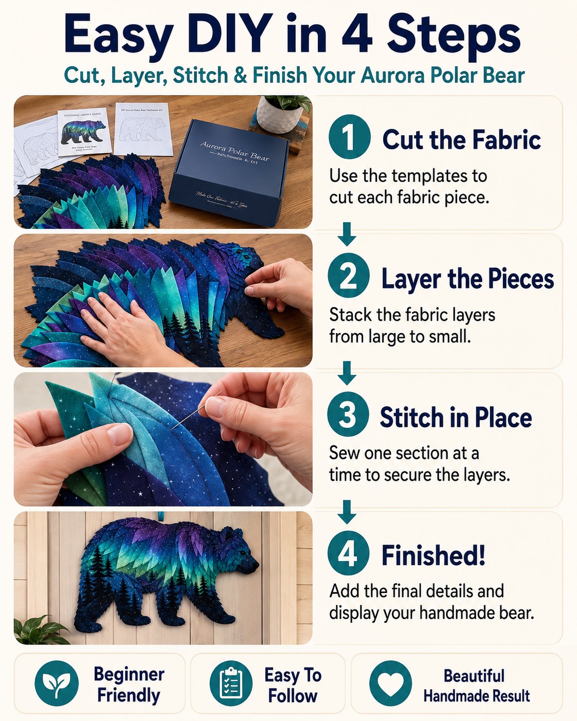 🌌🐺Northern Lights Wildlife DIY Patchwork Kit