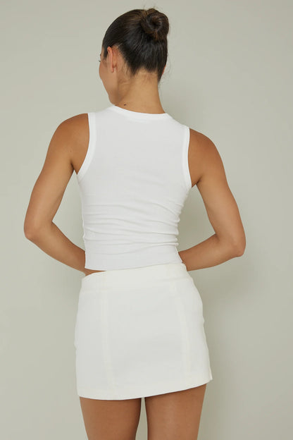 Mayra Crew Neck Crop Top White