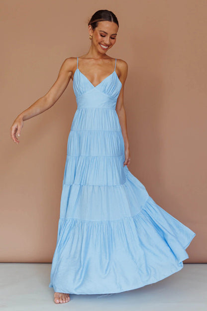 Main Attraction Cami Strap Maxi Dress Blue