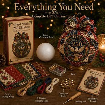 🇺🇸❤️Beginner-Friendly🎄 USA 250th Anniversary Christmas Patchwork Ornament DIY Kit
