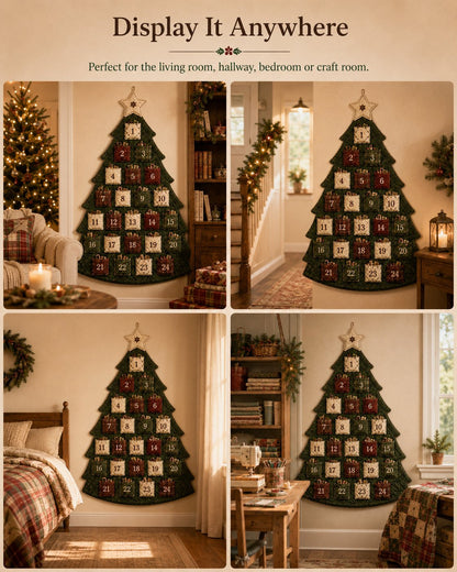 🎄✨DIY 24-Pocket Fabric Christmas Advent Tree Kit