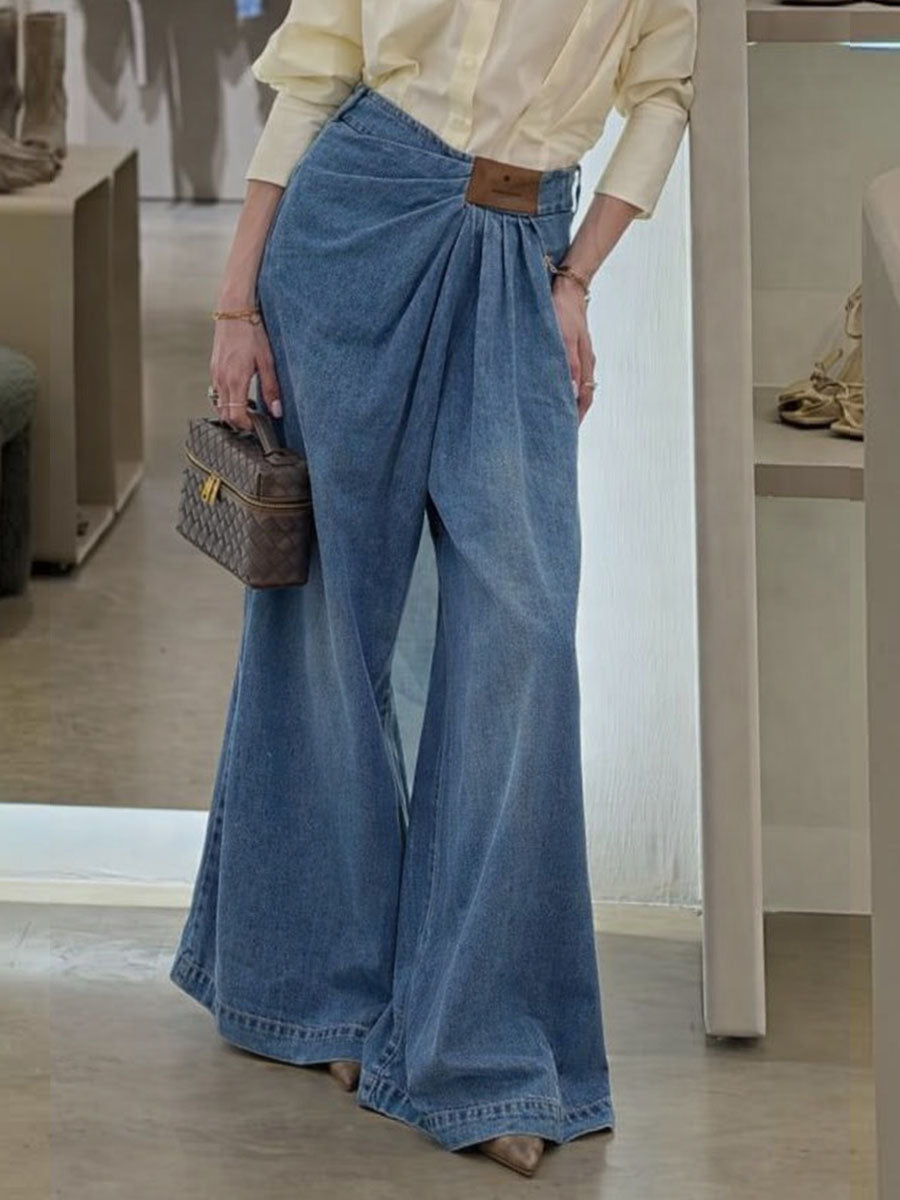 Women's High-waisted Casual Loose-fitting Wide-leg Jeans