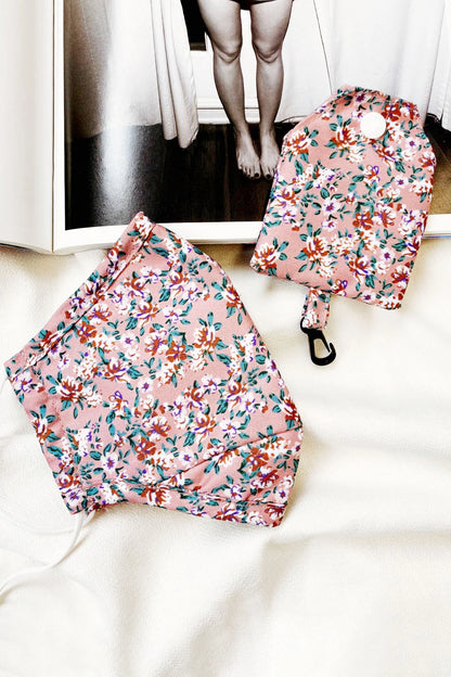 Wild Side Mask And Pouch Floral Print Pink