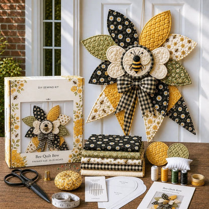 🎀 Beginner-Friendly Oversized Quilted Bow Sewing Kit | Coordinated Printed Fabrics, Batting, Pre-Designed Templates & Complete Supplies for a Full 23–25 in 3D Statement Bow ✨