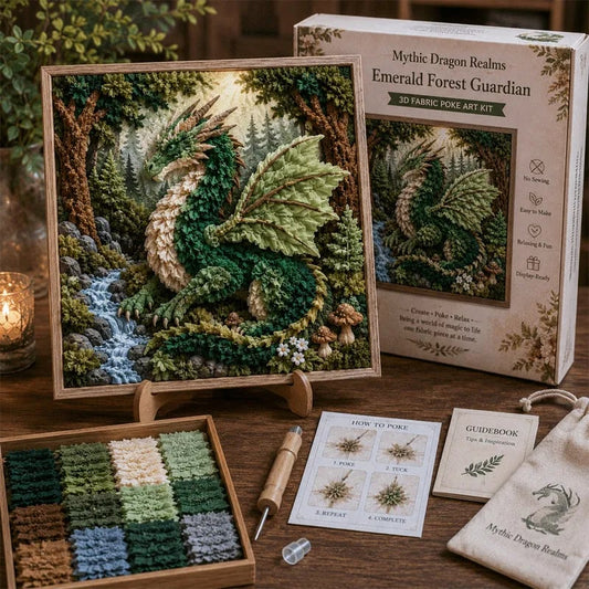 🎁Last Day Sale - 49% OFF🐉 Mythic Dragon Realms 3D Fabric Poke Art Kit