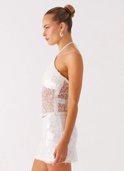 Shelly Halter Top - White
