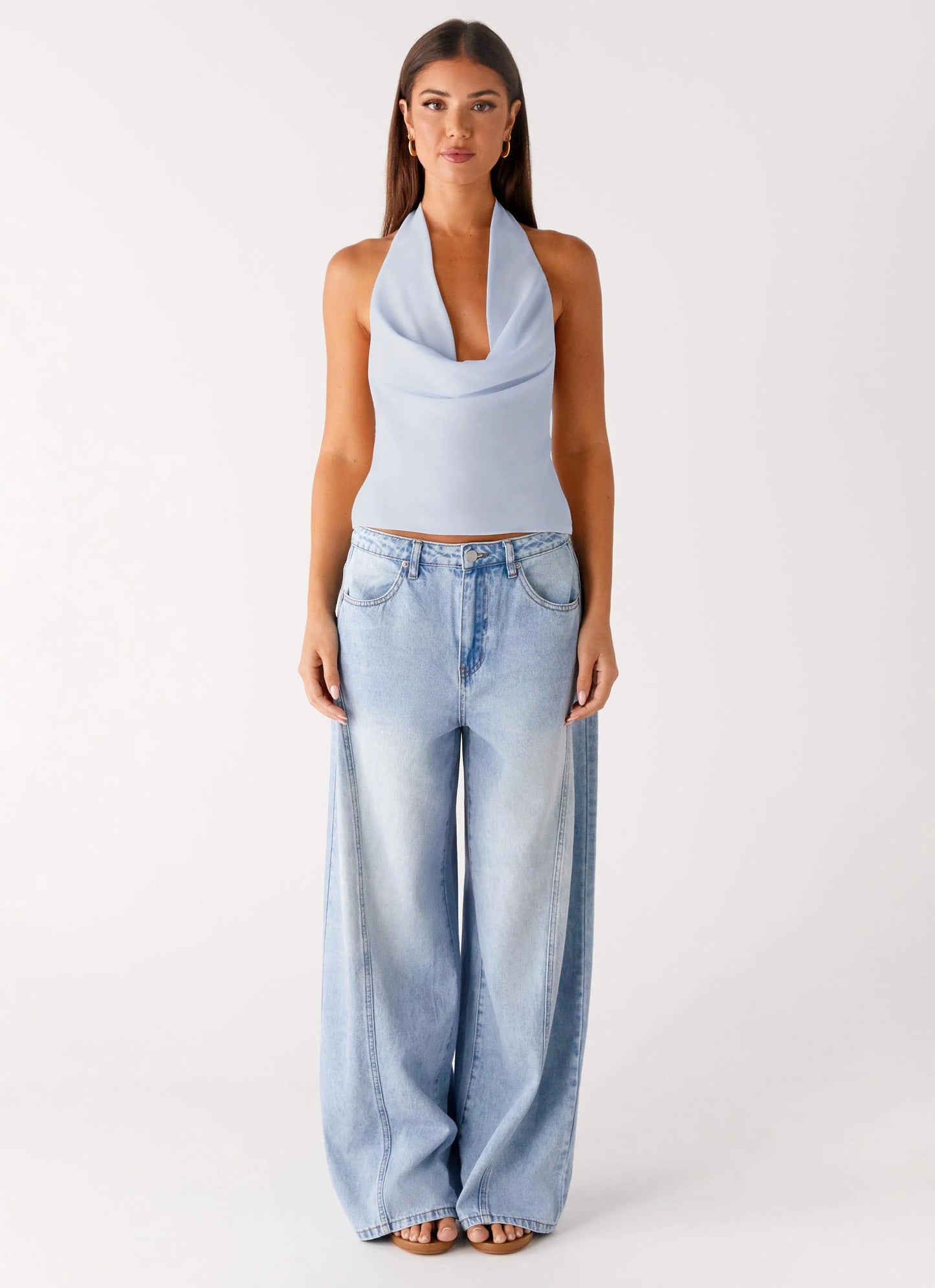 Charli Cowl Top - Blue