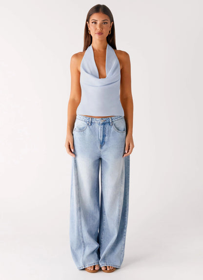 Charli Cowl Top - Blue