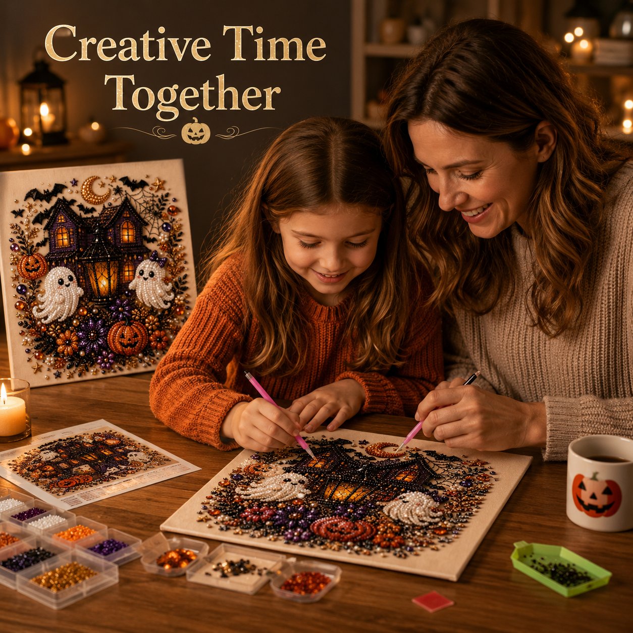 LAST DAY 50% OFF - Halloween Pearl Diamond Art DIY Kit (No Mess, Beginner)