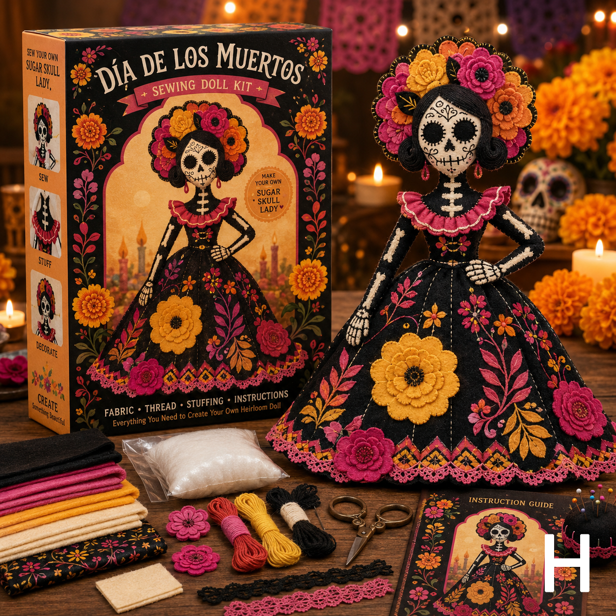 🔥50% Off Last Day - Day of the Dead Patchwork Doll DIY Kit