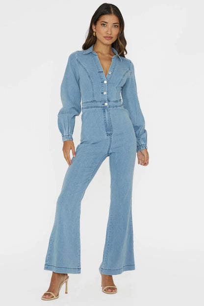 Emilio Long Sleeve Jumpsuit Denim Blue