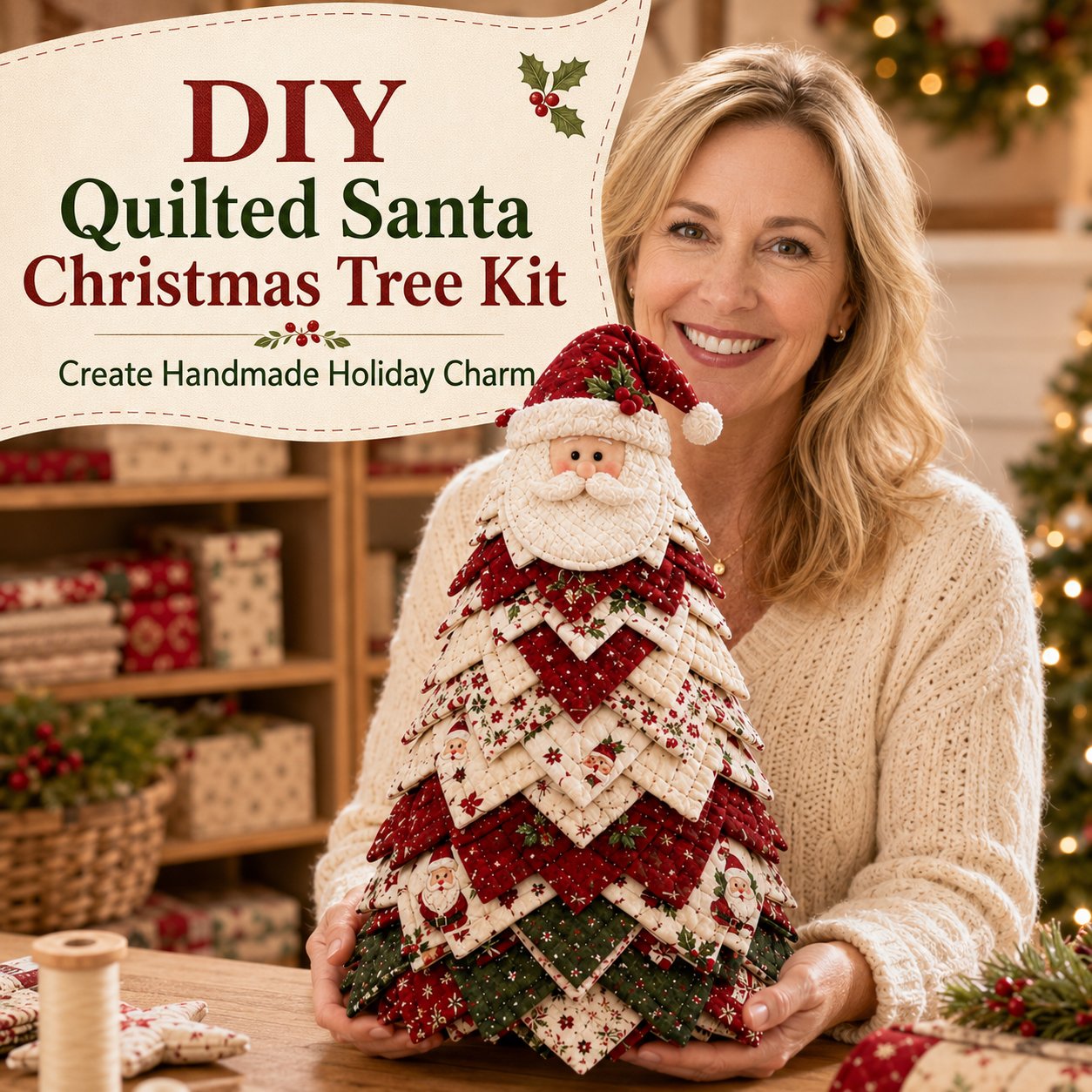 🎄🎅DIY Quilted Santa Christmas Tree Kit🎁