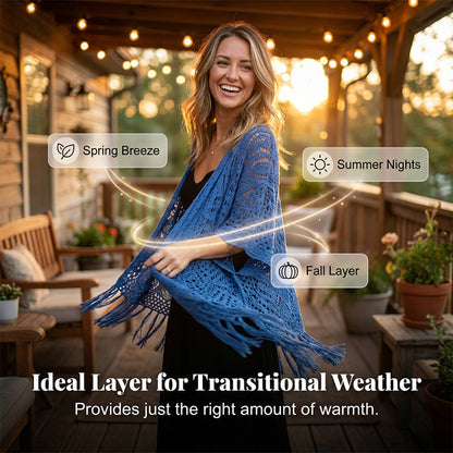 Women's Open-Front Knit Cover-Up with Tassel Fringe – Bohemian & Lightweight – Beach Essential