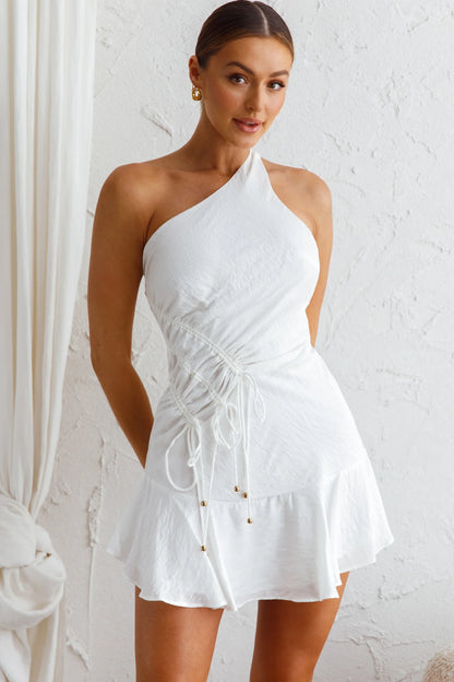 Casa Del Mar One-Shoulder Mini Dress White