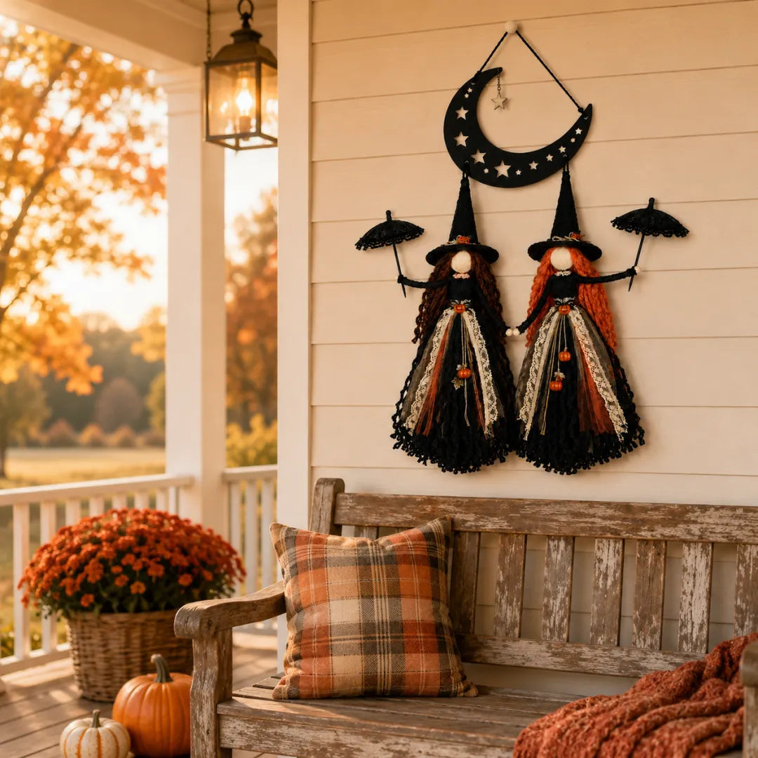 Moonlit Witch Sisters Wall Hanging