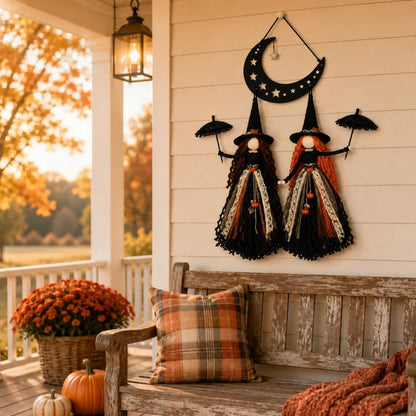 Moonlit Witch Sisters Wall Hanging