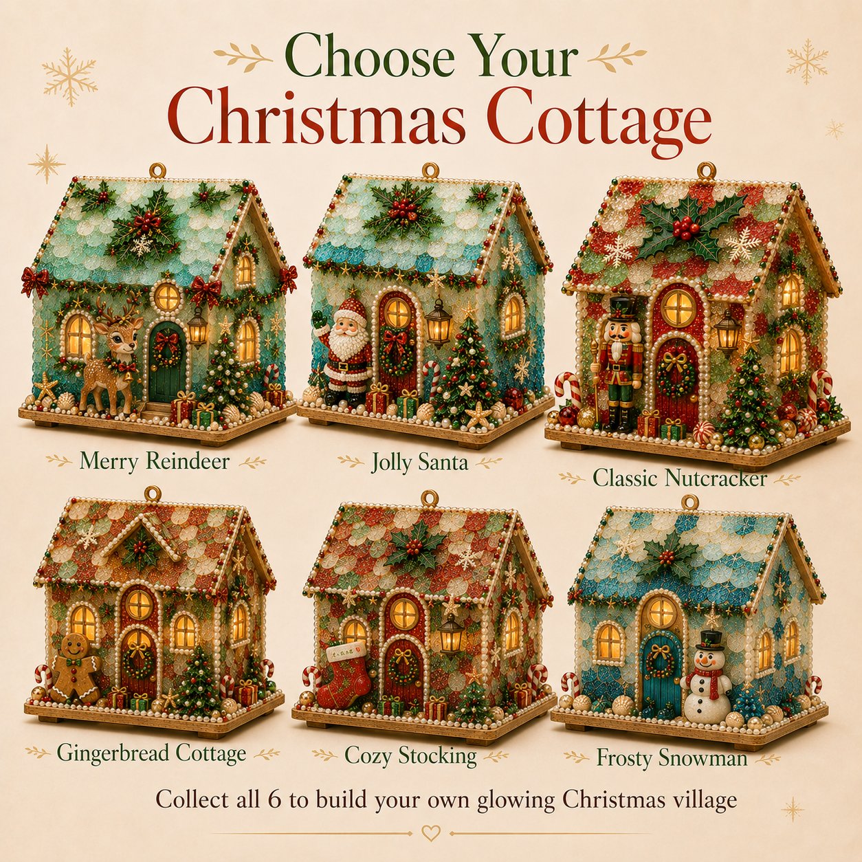🏡DIY Glowing Coastal Glass-Style Christmas Cottage Kit Collection 💕