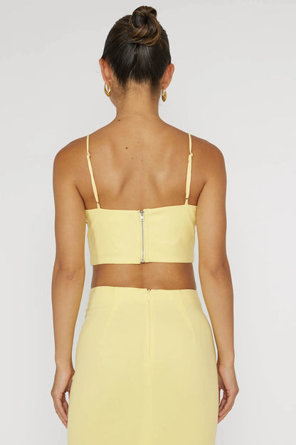 Ferrera Piping Trim Crop Top Yellow