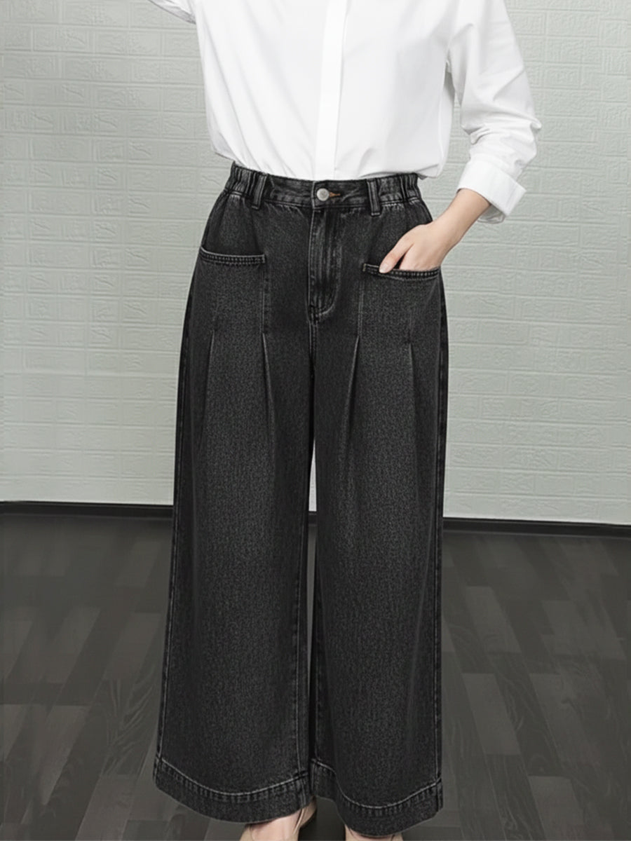 Casual Elastic-waist Jeans