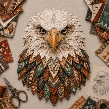 DIY Quilted Bald Eagle Wall Art Kit – Layered Fabric Appliqué Craft
