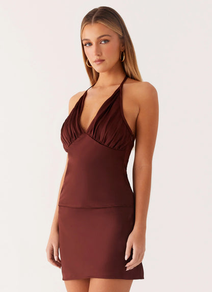 Mabel Halter Top - Chocolate
