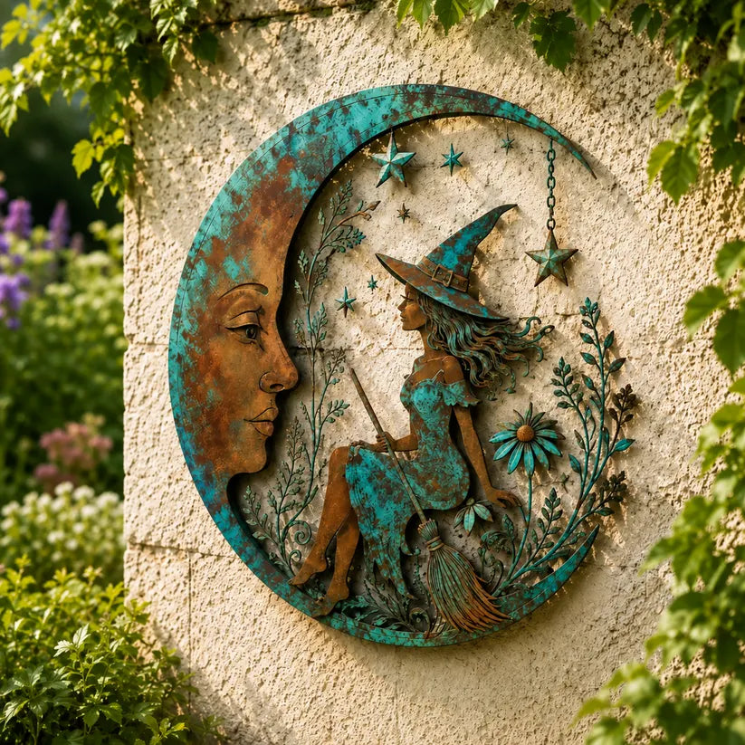 🌙Enchanted Moon Garden Wall Art – Vintage Nature Inspired Metal Wall Decor