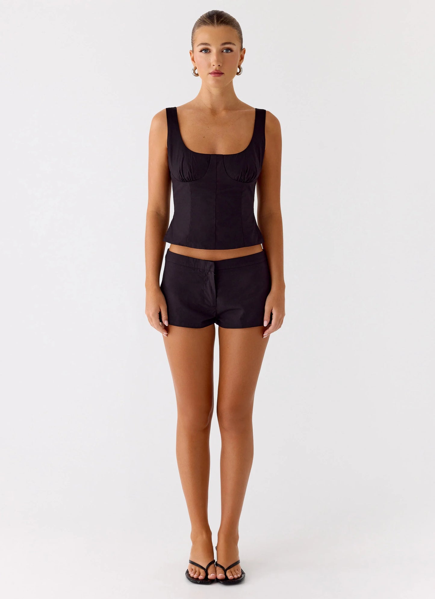 Coastline Cotton Micro Mini Shorts - Black