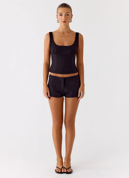 Coastline Cotton Micro Mini Shorts - Black