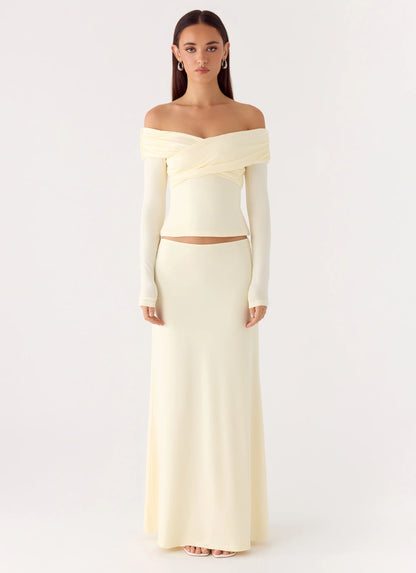 Like A Flower Maxi Skirt - Lemon Yellow