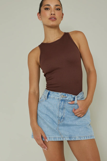 Attitude Ribbed Leotard Chocolate