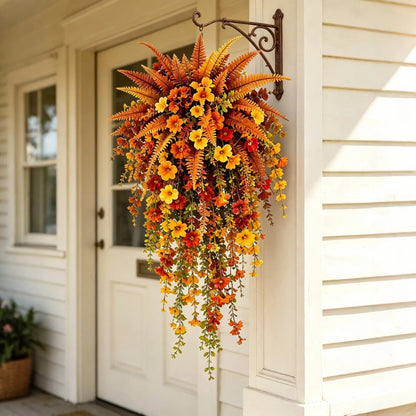 🍂ARTIFICIAL FALL HARVEST HANGING BASKET - AUTUMN PORCH & DOOR DECORATION